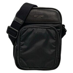 Auth SAINT LAURENT PARIS 779661 Black Nylon Leather Shoulder Bag